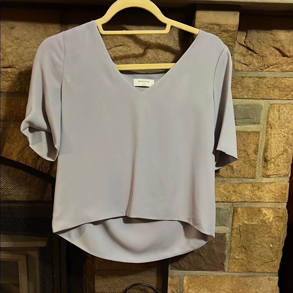 Aritzia Babaton Asymmetrical Cuffed Sleeve Blouse